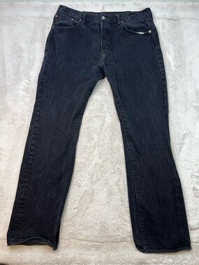 Levis 501 Black Jeans Mens Size 38x34 Pants Red Tab Straight Leg USA Made Cotton
